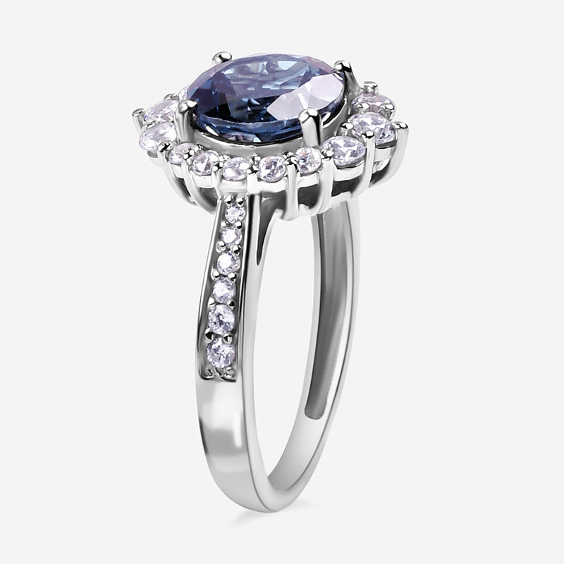 Natural London Blue Topaz Princess Ring In 925 Sterling Silver