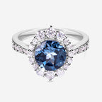 Natural London Blue Topaz Princess Ring In 925 Sterling Silver