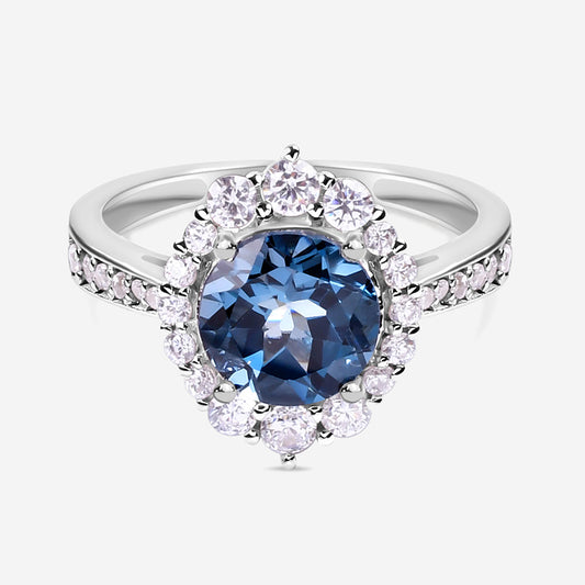 Natural London Blue Topaz Princess Ring In 925 Sterling Silver