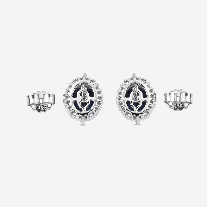 Natural London Blue Topaz Princess Earrings In 925 Sterling Silver