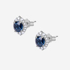 Natural London Blue Topaz Princess Earrings In 925 Sterling Silver