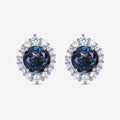Natural London Blue Topaz Princess Earrings In 925 Sterling Silver