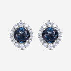 Natural London Blue Topaz Princess Earrings In 925 Sterling Silver