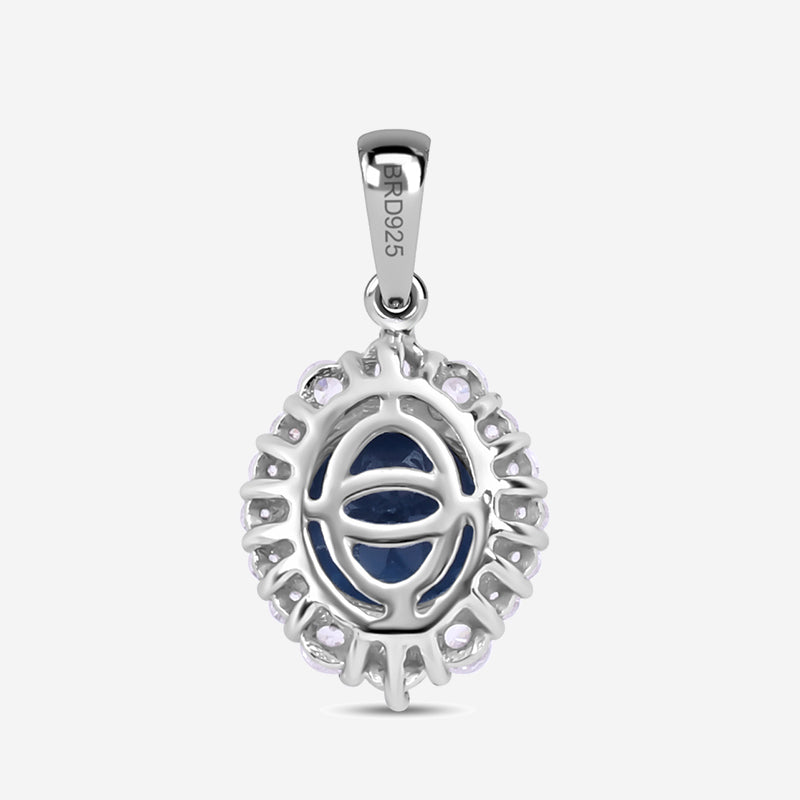 Natural London Blue Topaz Princess Pendant In 925 Sterling Silver