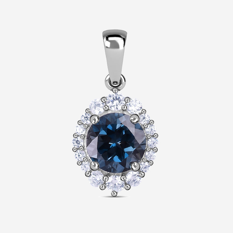 Natural London Blue Topaz Princess Pendant In 925 Sterling Silver