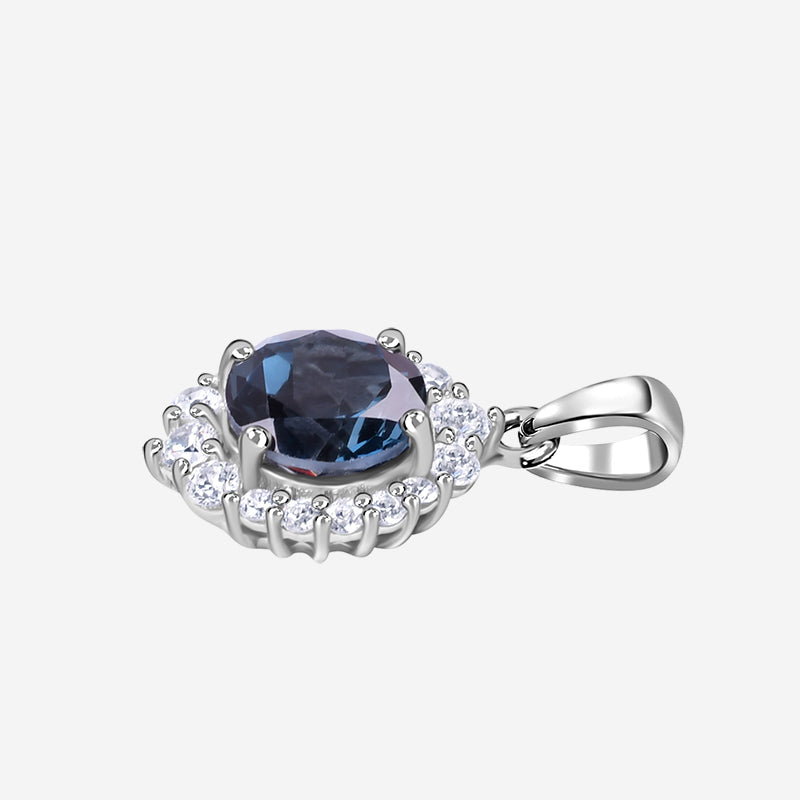 Natural London Blue Topaz Princess Pendant In 925 Sterling Silver
