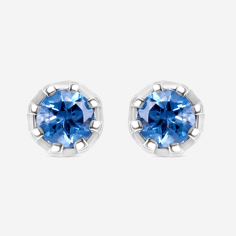 Natural London Blue Topaz 4mm Round Stud Earrings In 925 Sterling Silver