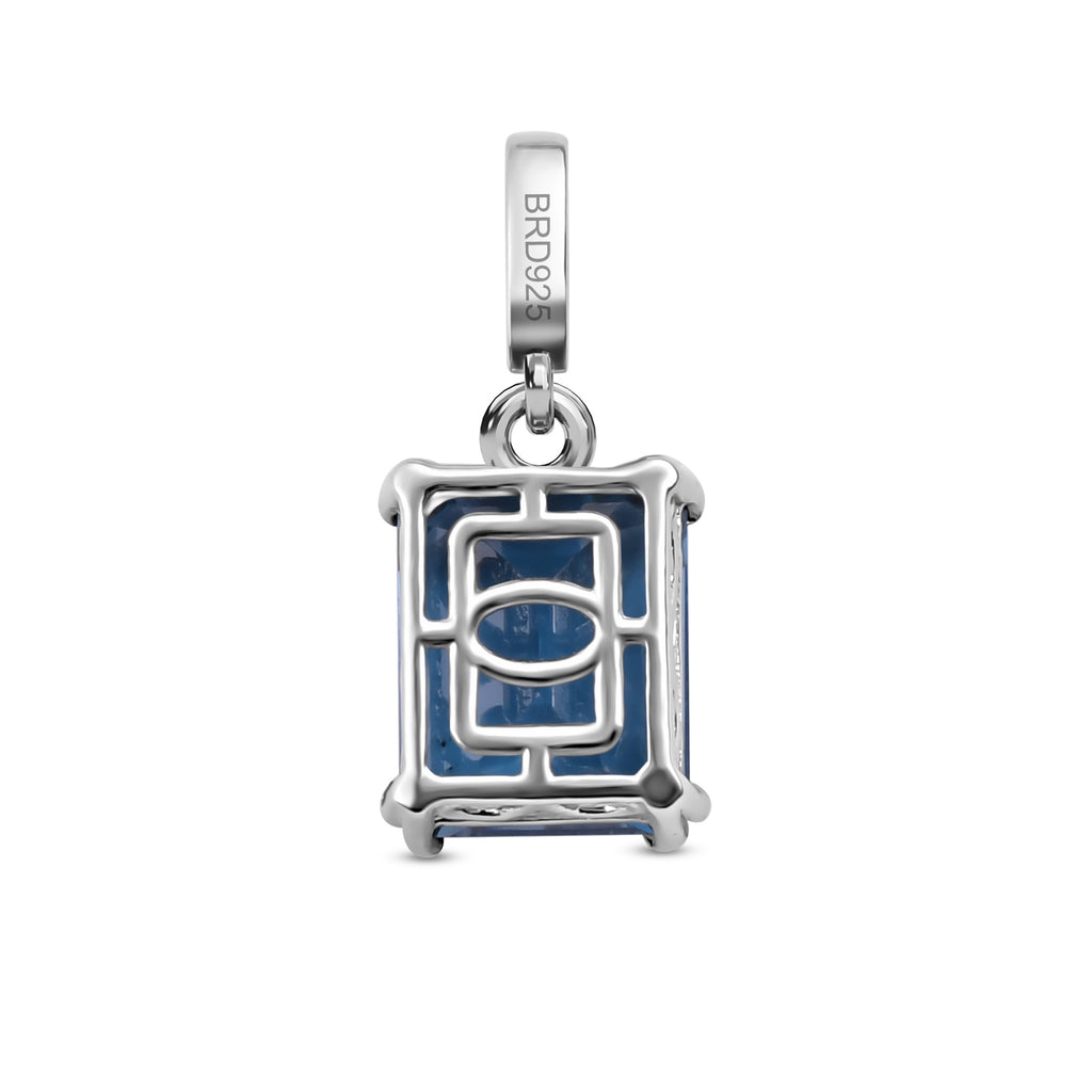 Natural London Blue Topaz Rectangular Shape Pendant In 925 Sterling Silver