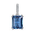 Natural London Blue Topaz Rectangular Shape Pendant In 925 Sterling Silver