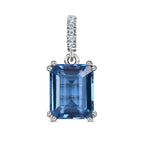 Natural London Blue Topaz Rectangular Shape Pendant In 925 Sterling Silver