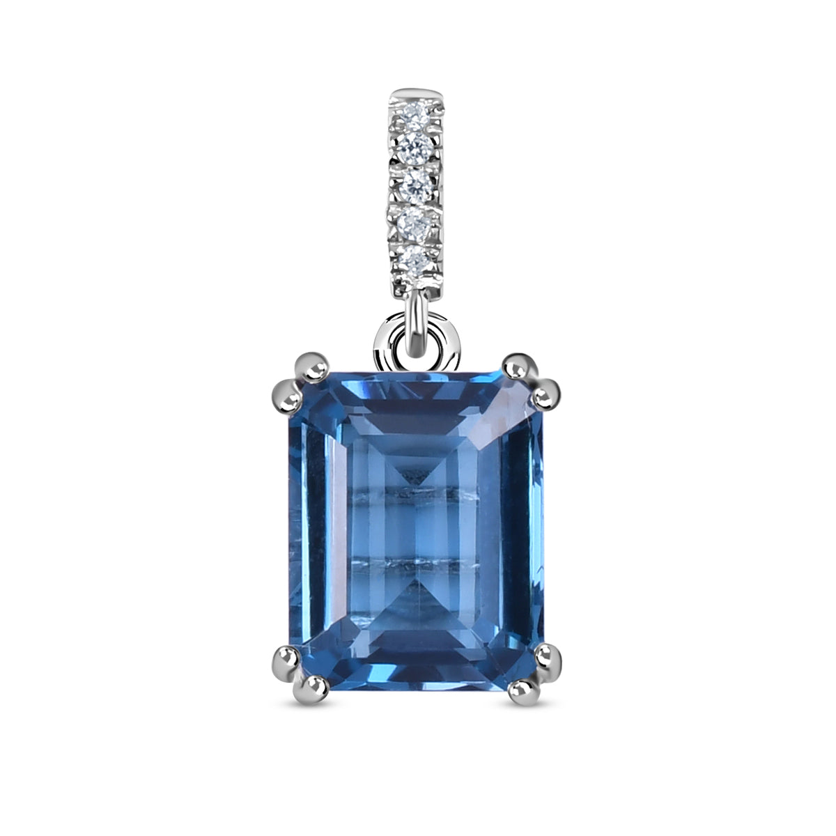 Natural London Blue Topaz Rectangular Shape Pendant In 925 Sterling Silver