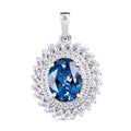 Natural London Blue Topaz Cocktail Pendant In 925 Sterling Silver