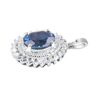 Natural London Blue Topaz Cocktail Pendant In 925 Sterling Silver