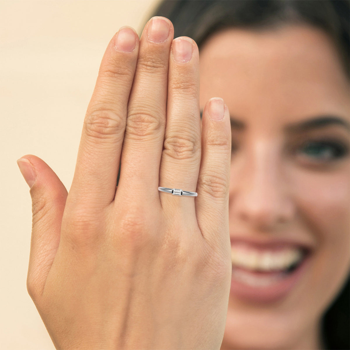 Baguette Cut Moissanite Diamond Ring