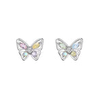 Multicolor CZ Butterfly Stud Earrings