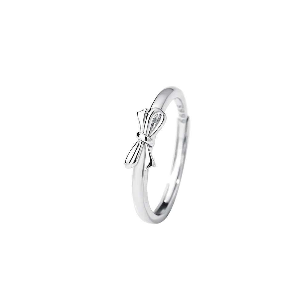 Minimalist Bow Shape Adjustable Ring In 925 Sterling Silver (Adjustable)