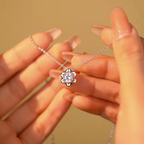 Blooming Flower CZ Necklace In 925 Sterling Silver