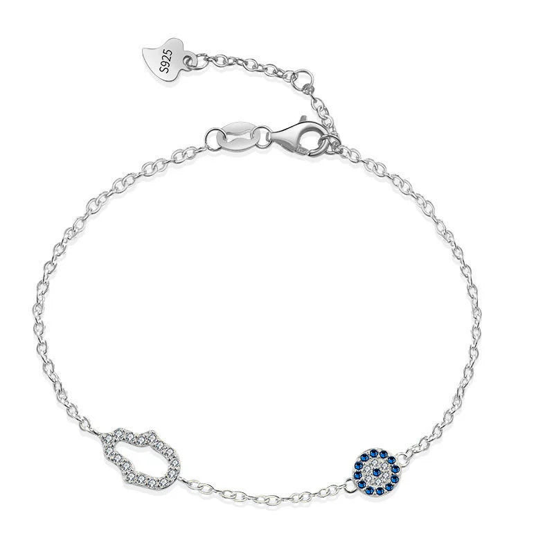 Dainty Evil Eye & Hamsa Hand Bracelet