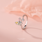Multicolor CZ Butterfly Open Ring