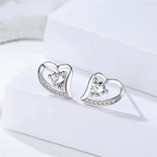 Sparkling Heart Stud Earrings In 925 Sterling Silver