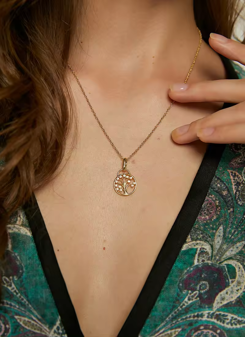 14k Gold Plated Tree Of Life Silver Necklace
