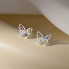Multicolor CZ Butterfly Stud Earrings