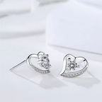 Sparkling Heart Stud Earrings In 925 Sterling Silver