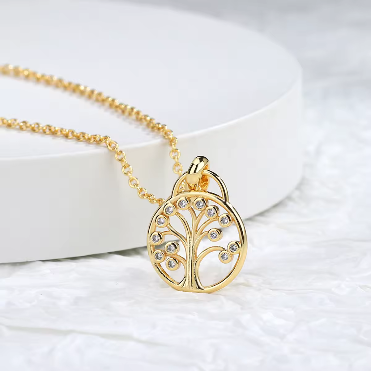 14k Gold Plated Tree Of Life Silver Necklace