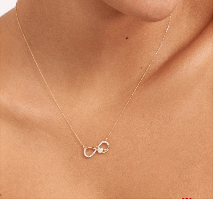 Golden Infinity Love Heart Necklace