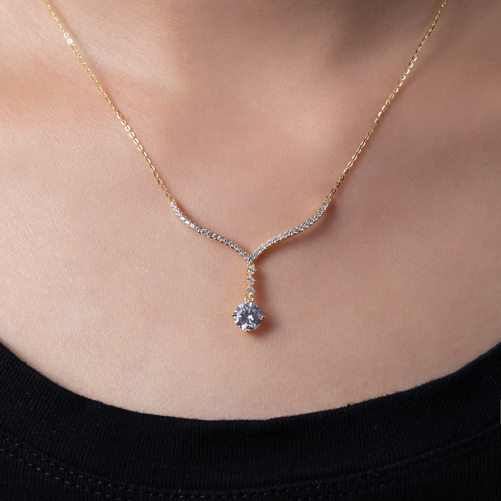 Dazzle Drop Swiss Zirconia Silver Necklace