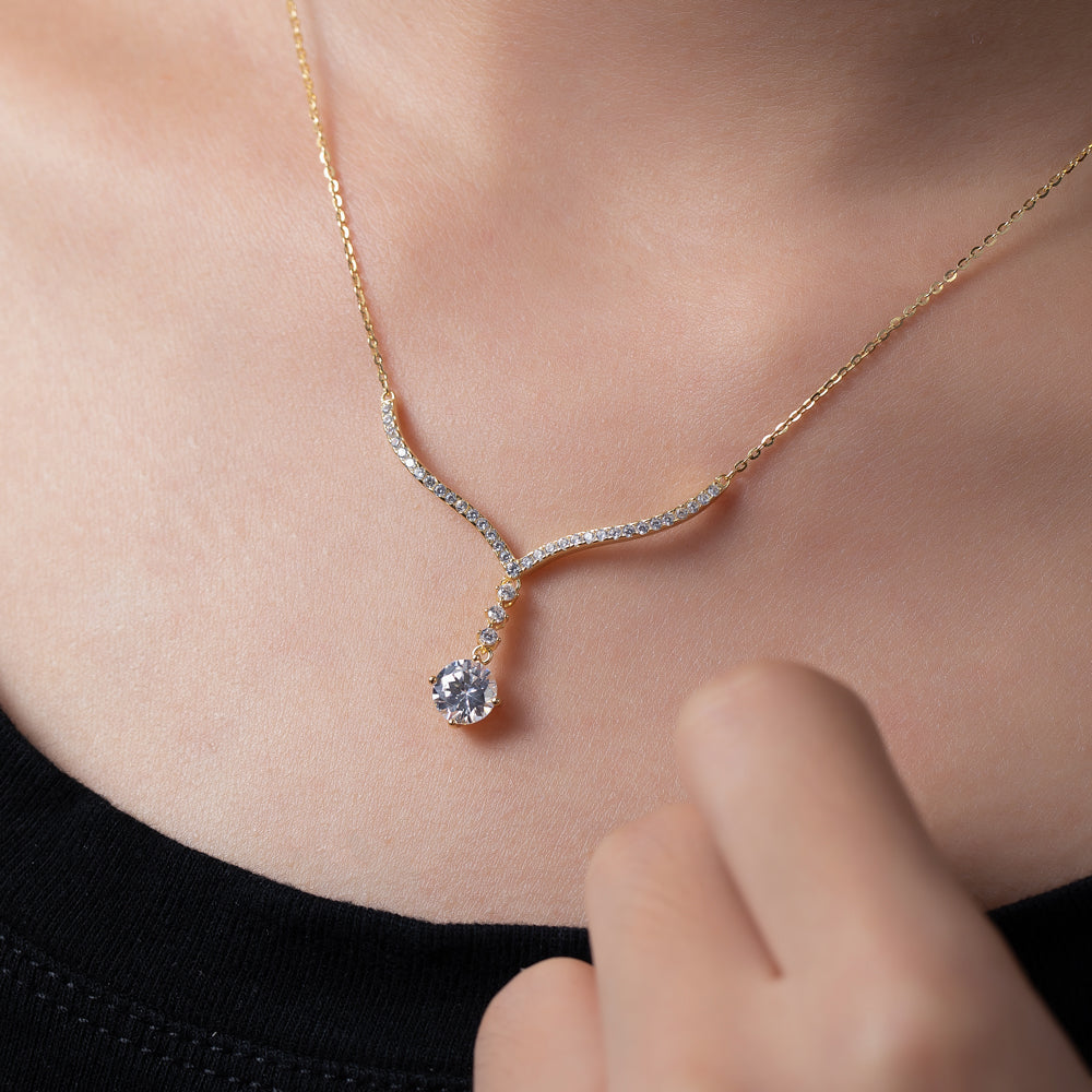 Dazzle Drop Swiss Zirconia Silver Necklace