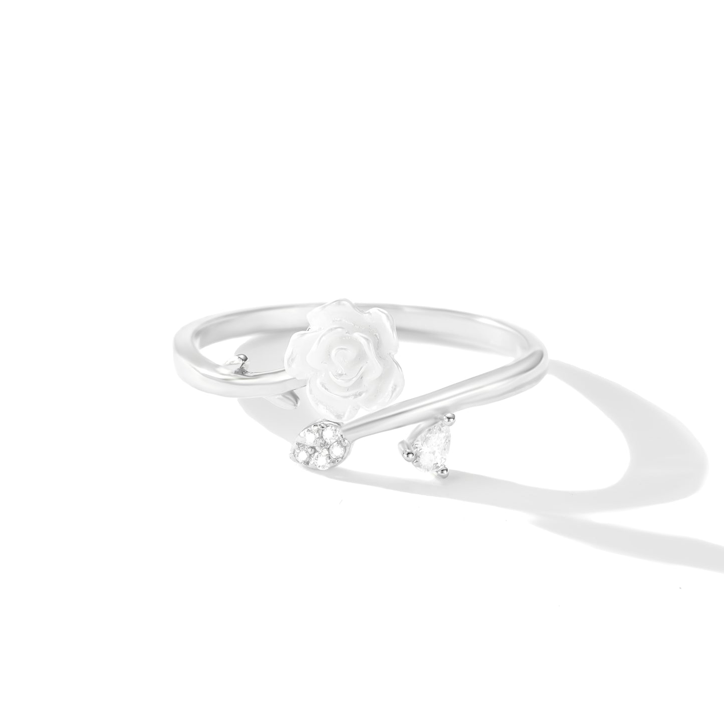 Blooming Rose Open Silver Ring
