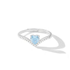 Aqua Heartstone Sterling Silver Ring (Adjustable)