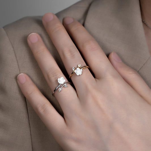 Blooming Rose Open Silver Ring