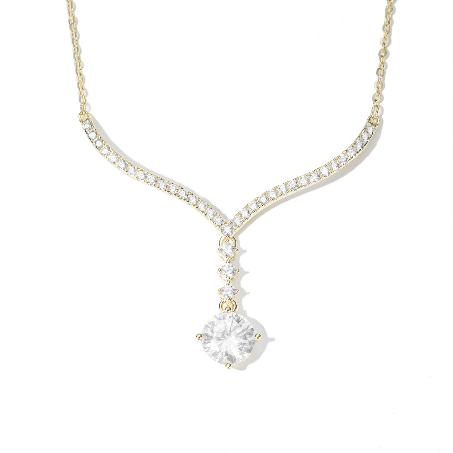 Dazzle Drop Swiss Zirconia Silver Necklace