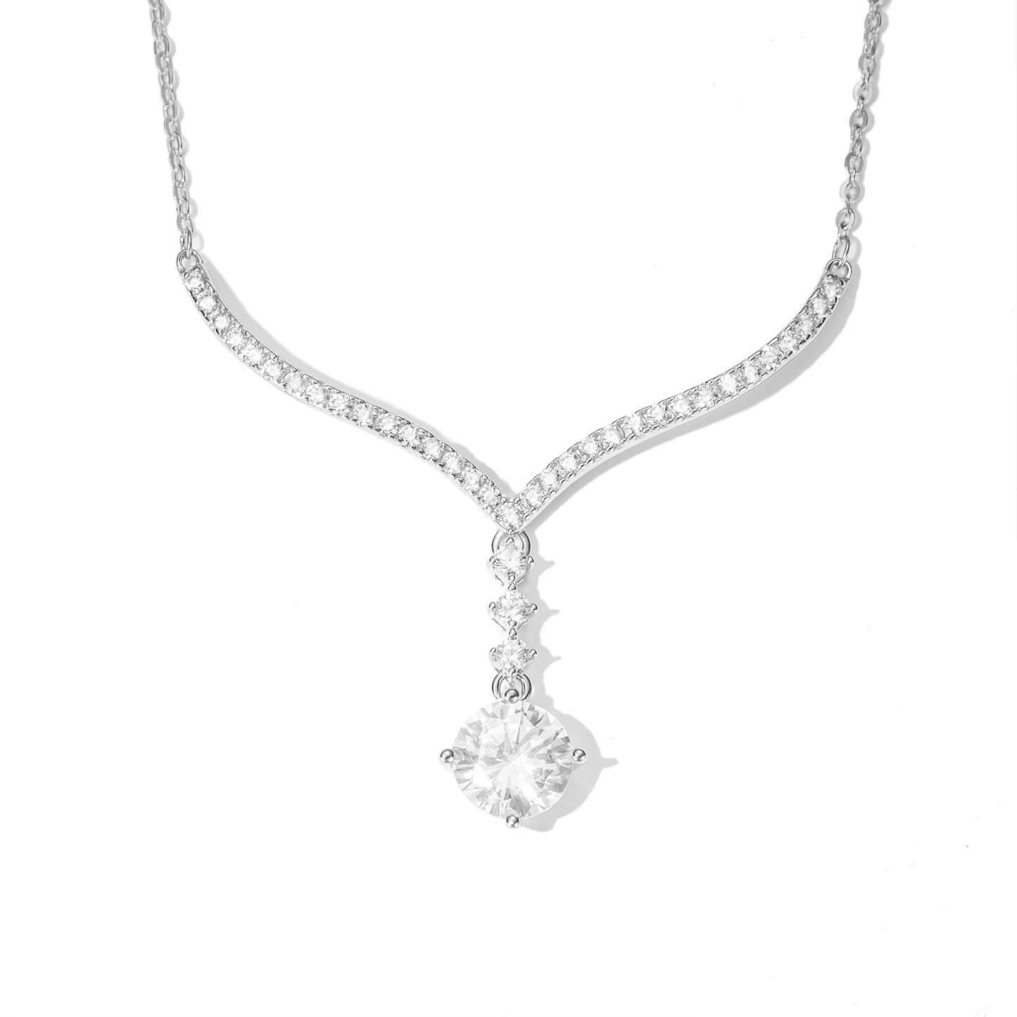 Dazzle Drop Swiss Zirconia Silver Necklace