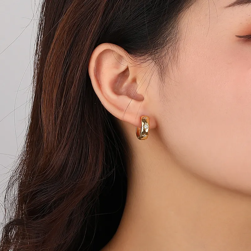 Gold Plated Hoop Earrings with Starburst Design