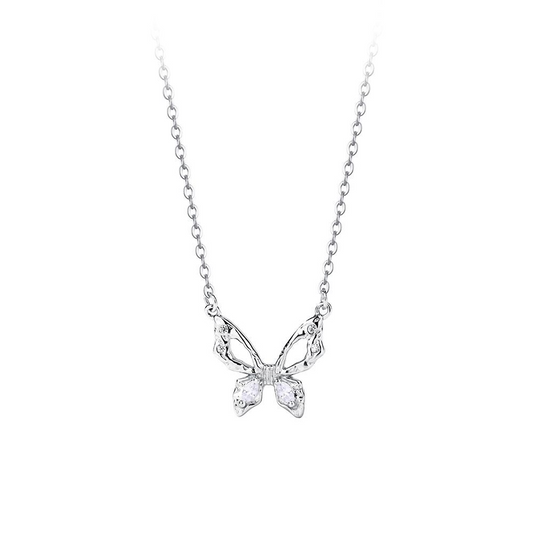 925 Sterling Silver Radiant Diamond Cz Butterfly Necklace For Women & Girls
