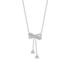 Diamond Cz Studded Bow Necklace