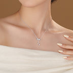 Diamond Cz Studded Bow Necklace