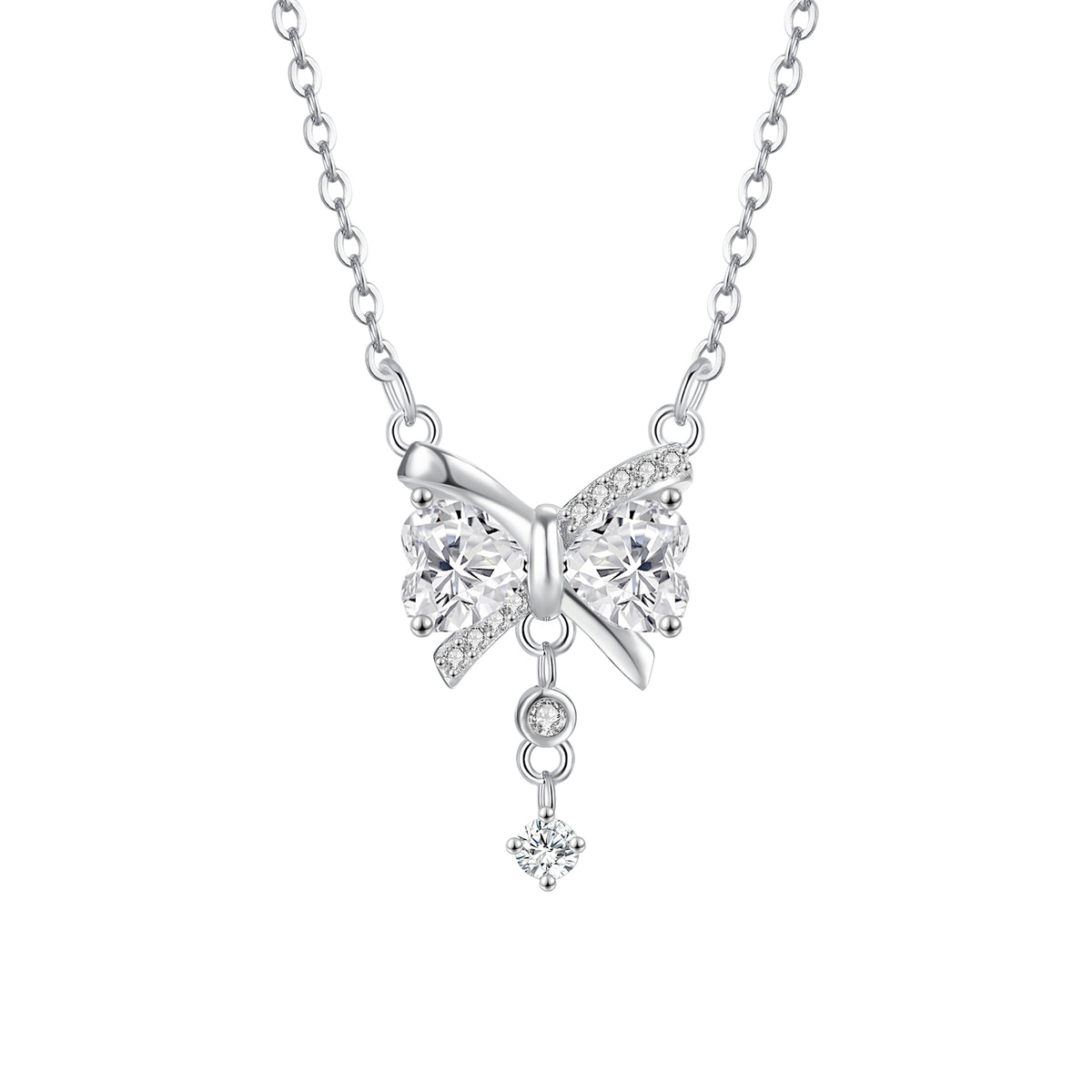 Dangling Cz Butterfly Necklace