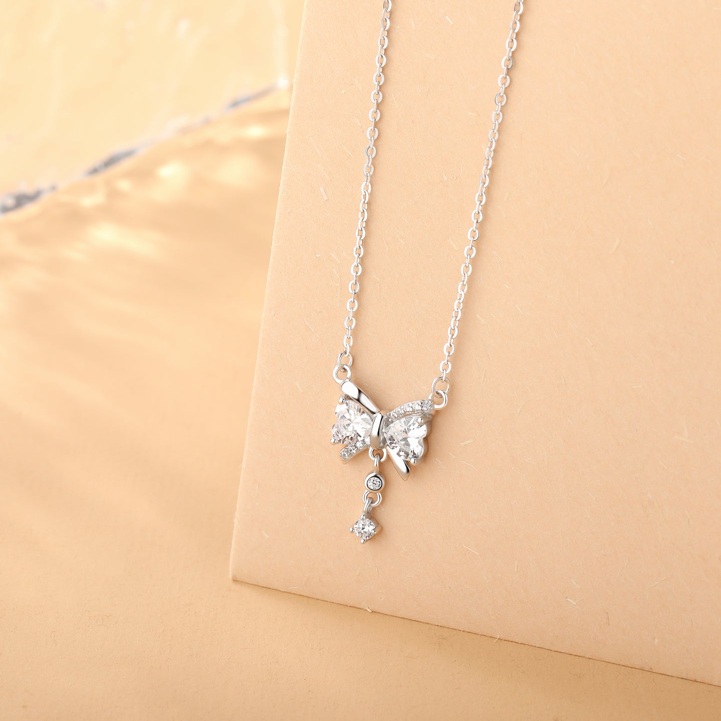 925 Sterling Silver Dangling Cz Butterfly Necklace For Women & Girls