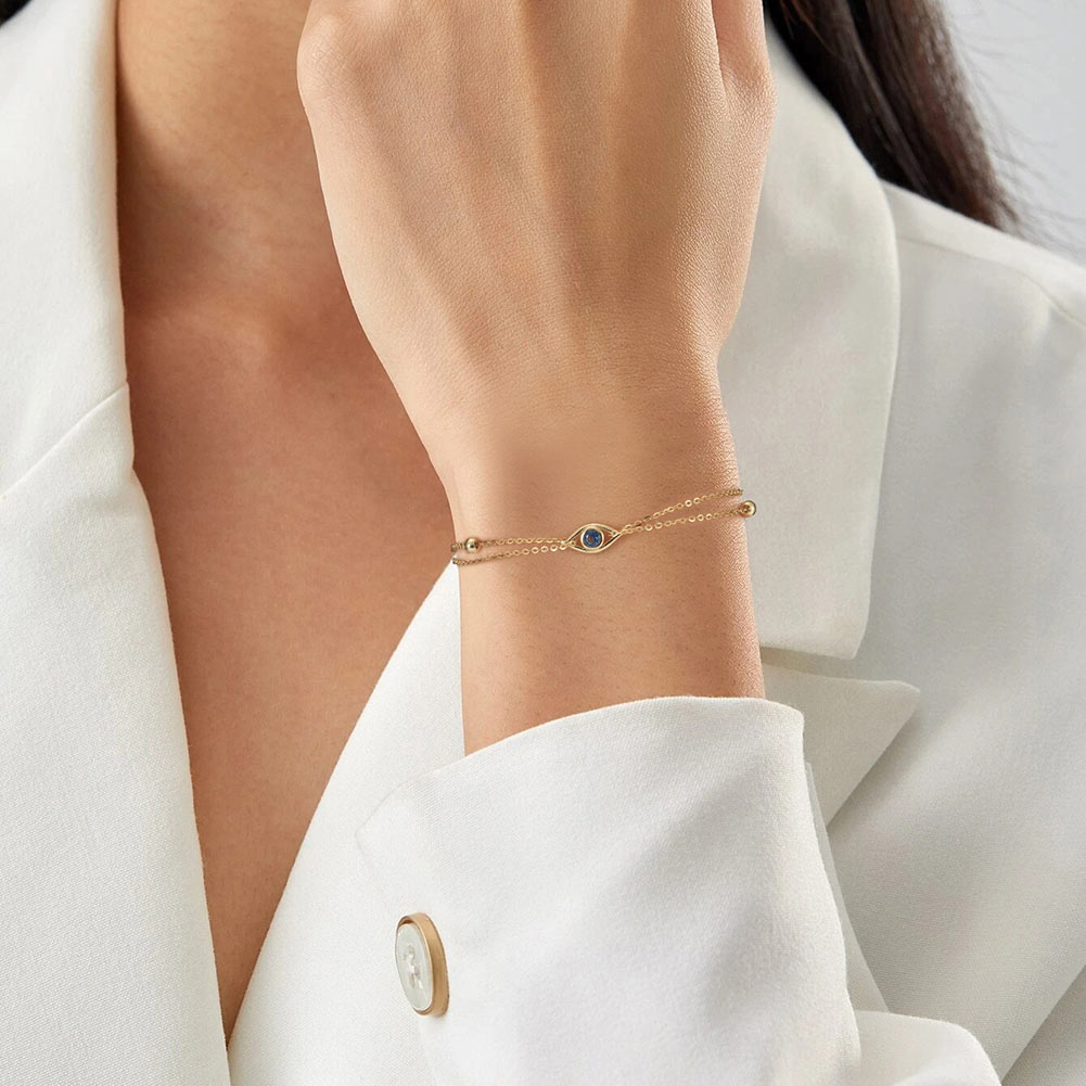 Evil Eye Gold Plated Silver Bracelet