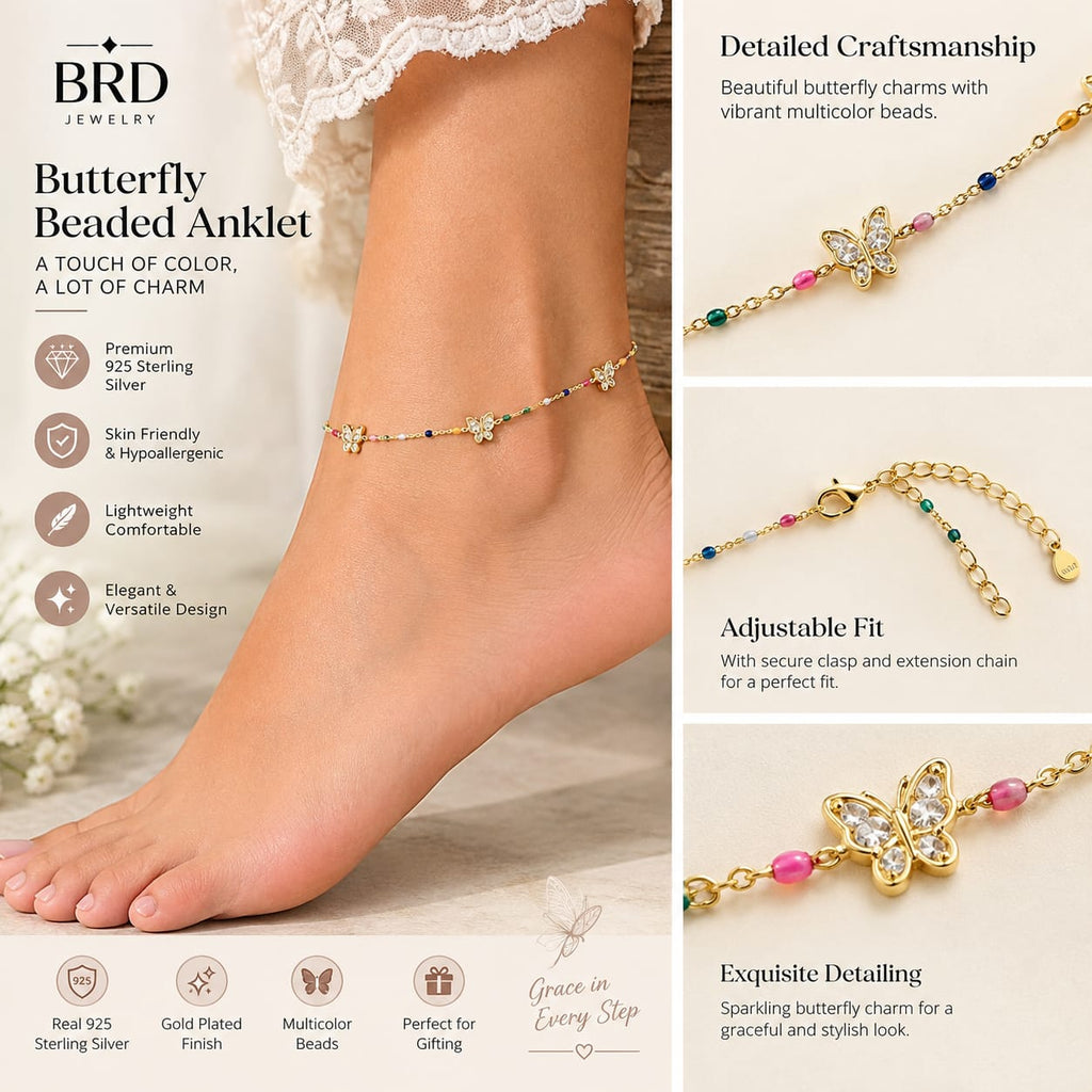 Butterfly Charm Golden Anklet