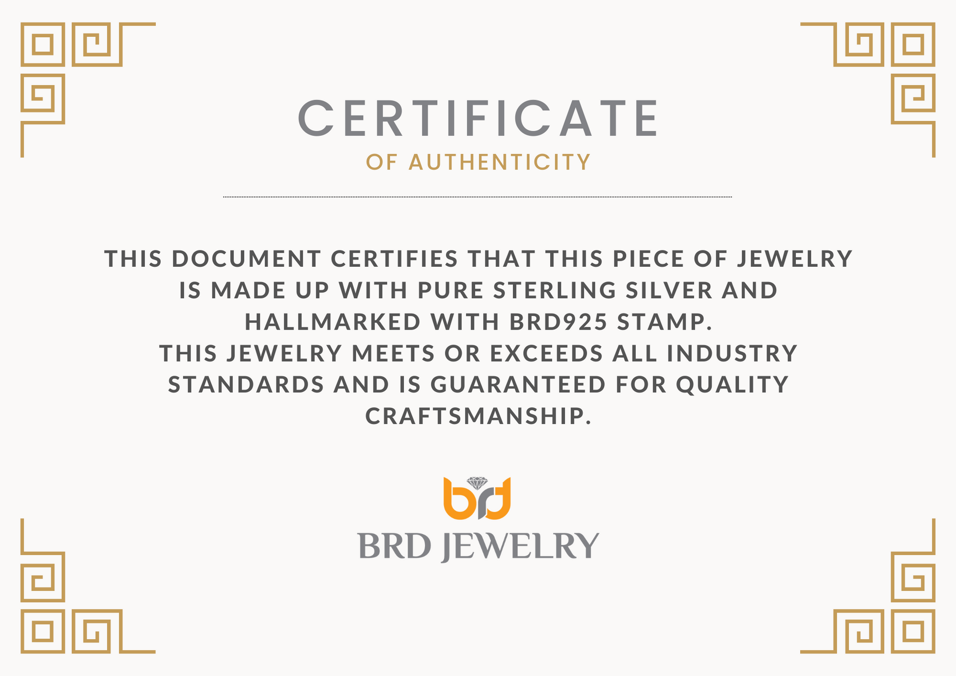 gold plated sterling silver wedding band , certificate of authenticity