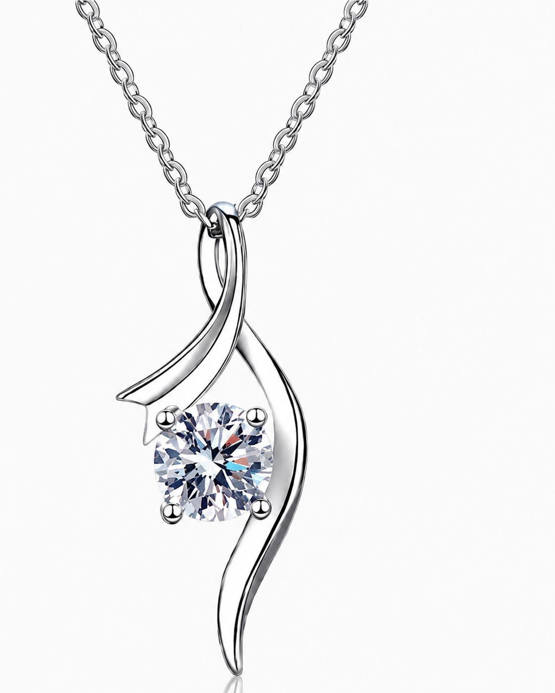 Eternal Grace CZ Silver Pendant With Chain In 925 Sterling Silver