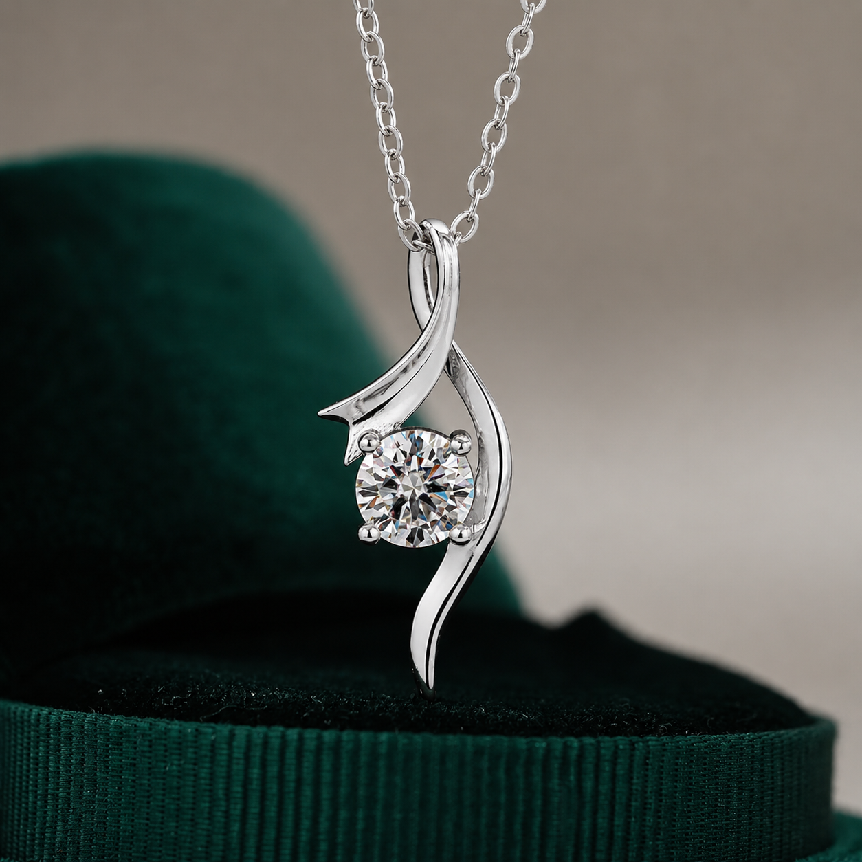Eternal Grace CZ Silver Pendant With Chain In 925 Sterling Silver