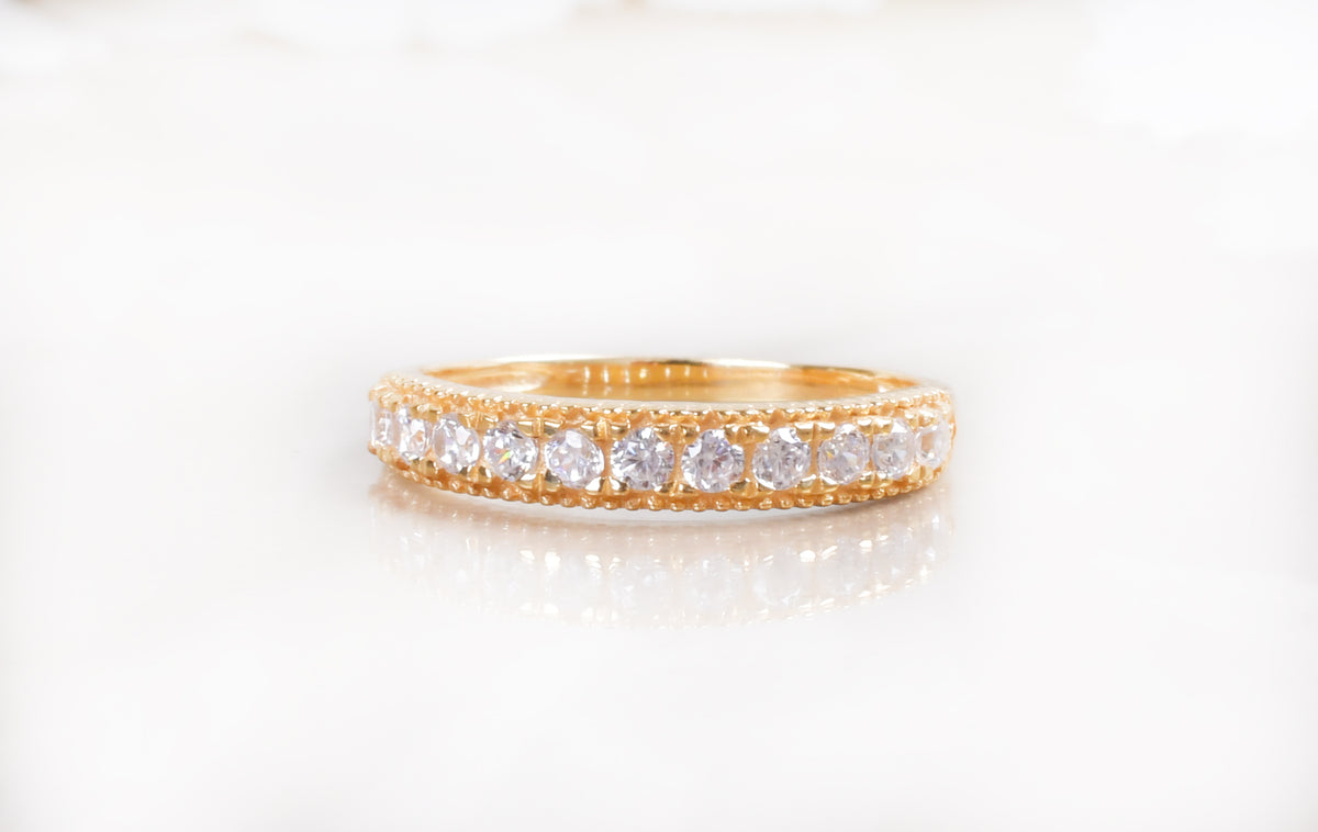gold plated sterling silver wedding band , front side