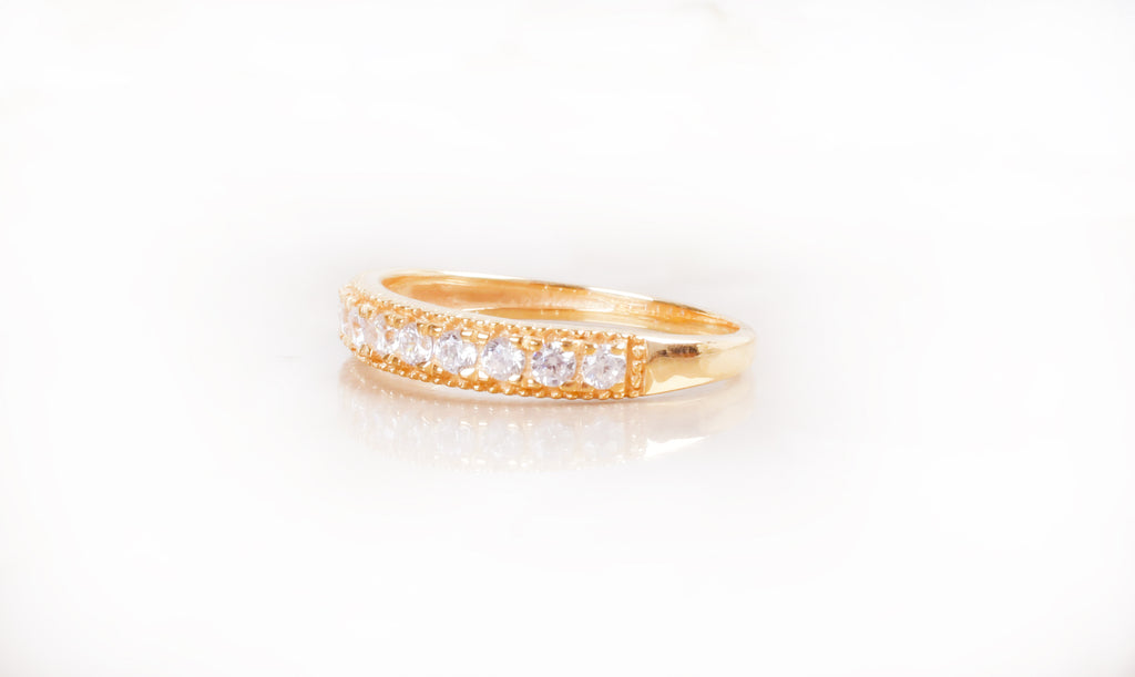 gold plated sterling silver wedding band , side view
