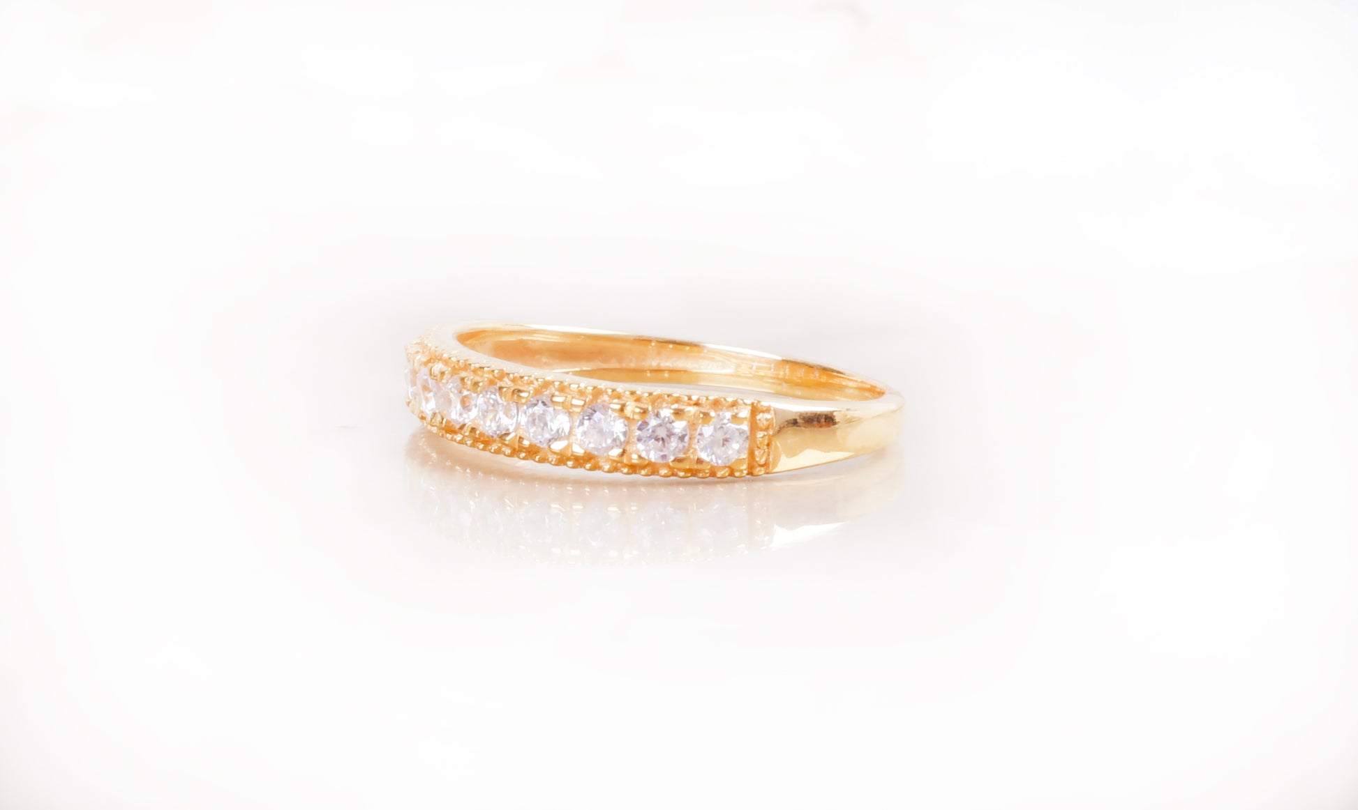 gold plated sterling silver wedding band , side view